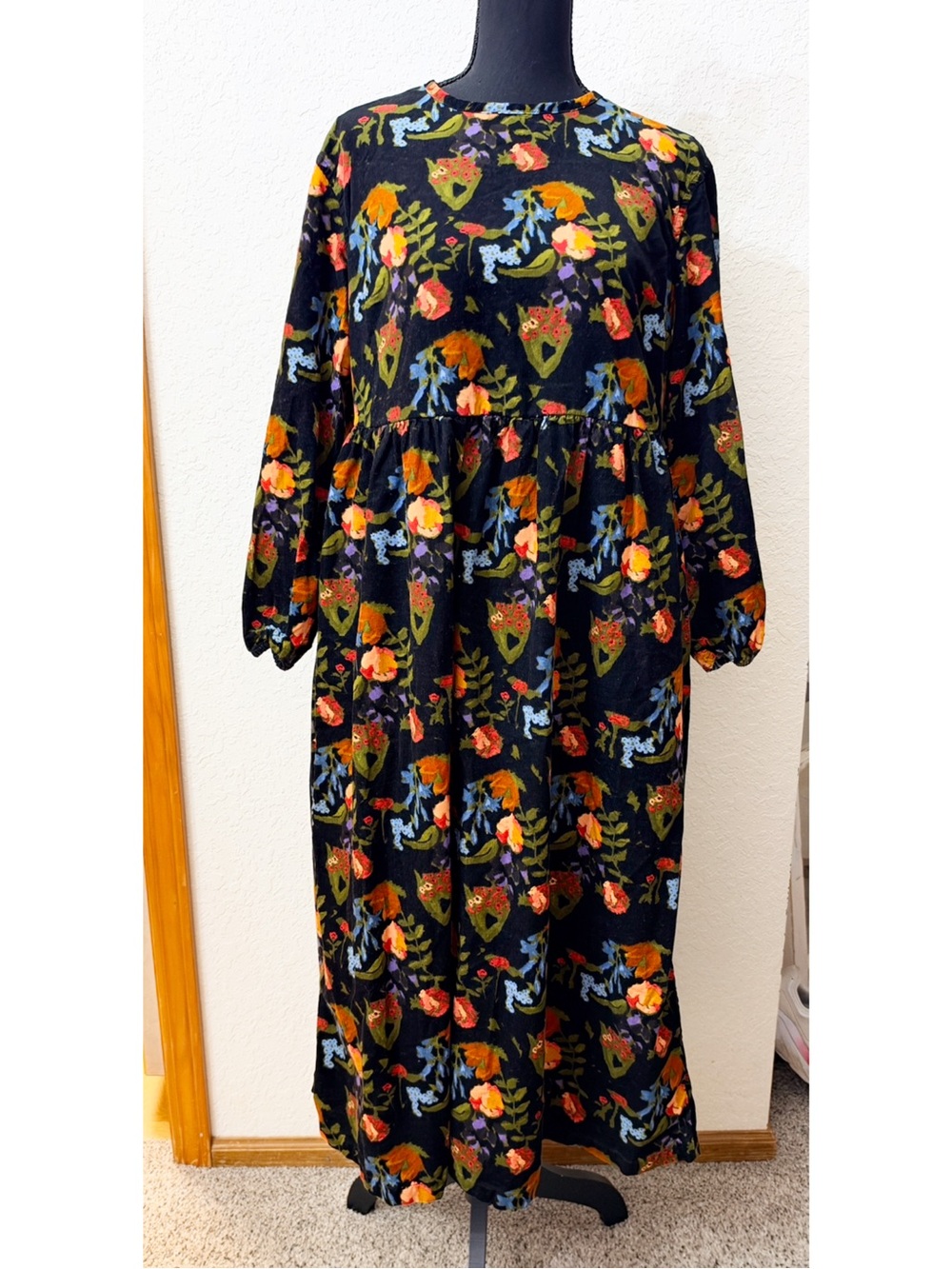 Lucy & Yak Women’s Wildflower Maeve Corduroy Midi Dress Lagenlook - 8